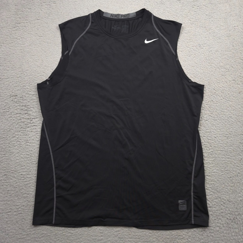 Nike Pro Cool Fitted Dri-FIT Sleeveless Shirt Men XXL Black Mesh Training